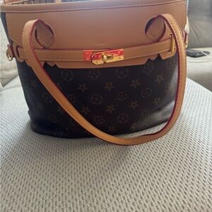 Elegant Brown and Tan Designer Tote Bag